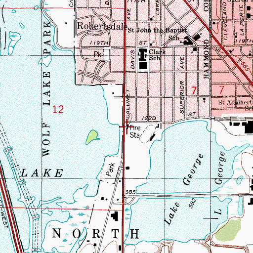 Topographic Map of Hammond Fire Department Station 2, IN