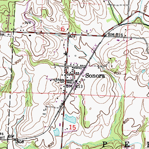 Topographic Map of Sonora Post Office, OH