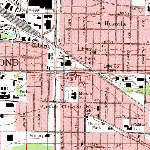 Topographic Map of Hammond Fire Department Station 6, IN