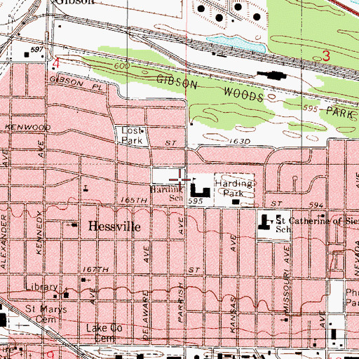 Topographic Map of Hammond Fire Department Station 8, IN