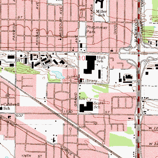 Topographic Map of Howard Branch Hammond Public Library (historical), IN