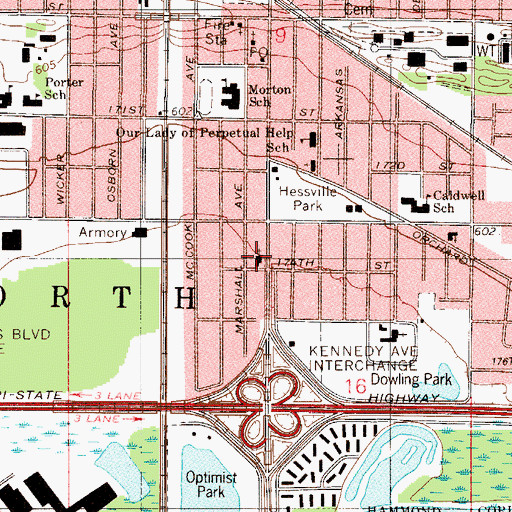 Topographic Map of Assembly of God Church of Hessville, IN