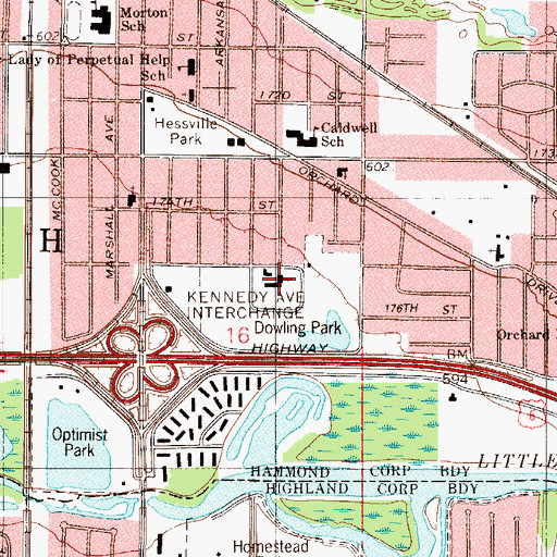 Topographic Map of Faith United Church of Christ, IN