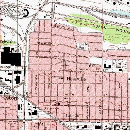 Topographic Map of Hessville Baptist Church, IN