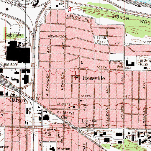 Topographic Map of Hessville Church of Christ, IN