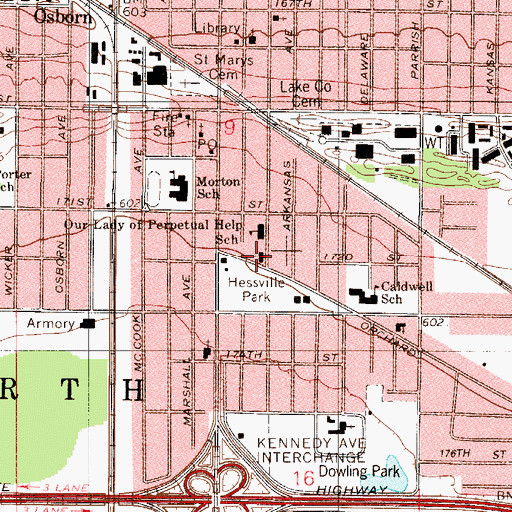 Topographic Map of Our Lady of Perpetual Help Church, IN