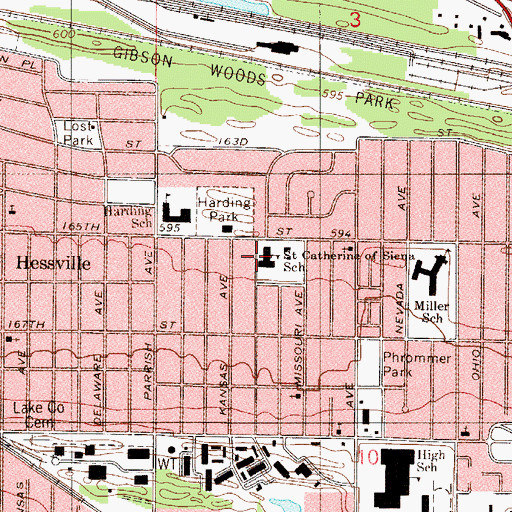 Topographic Map of Saint Catherine of Siena Church, IN