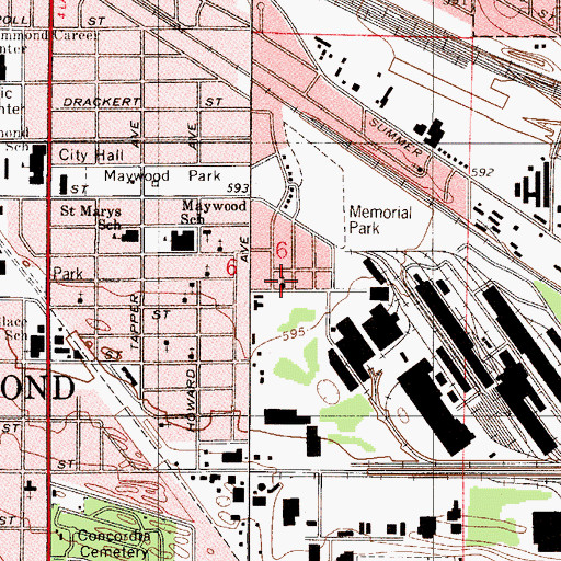 Topographic Map of Saint John African Methodist Episcopal Zion Church, IN