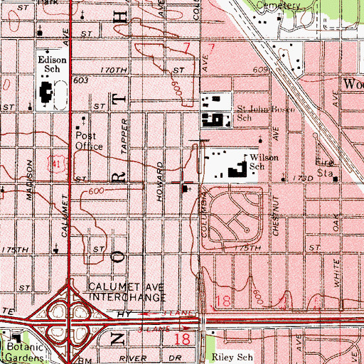 Topographic Map of Bethel Bible Church, IN