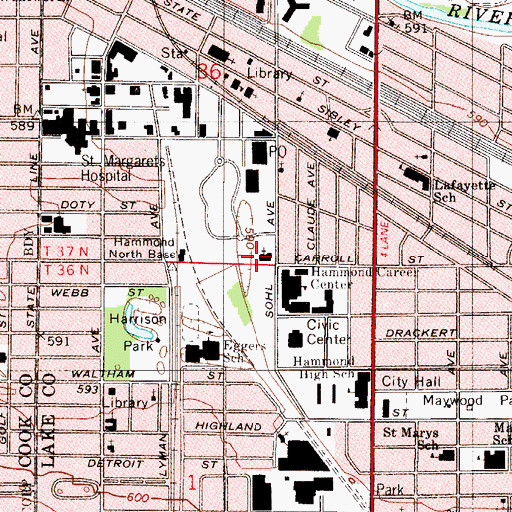 Topographic Map of First Assembly of God Church of Hammond, IN