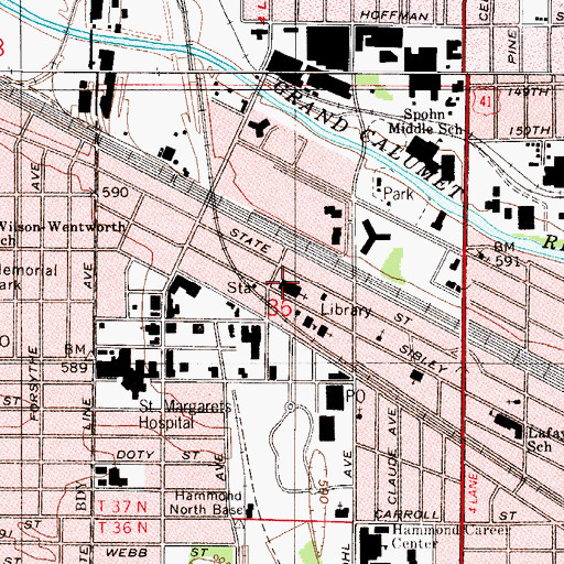 Topographic Map of First Baptist Church of Hammond, IN