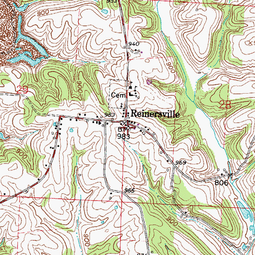 Topographic Map of Reinersville Post Office, OH