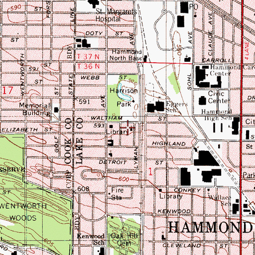 Topographic Map of Greater Deliverance Center Church, IN