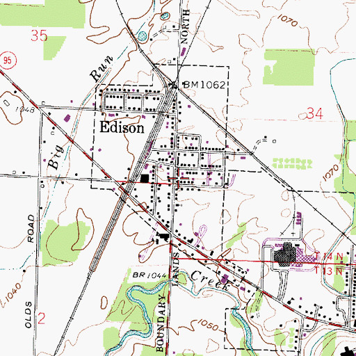 Topographic Map of Edison Post Office, OH