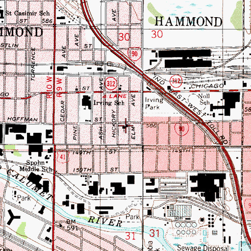 Topographic Map of Hoffman Street Baptist Church, IN