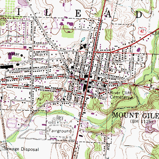 Topographic Map of Mount Gilead Post Office, OH