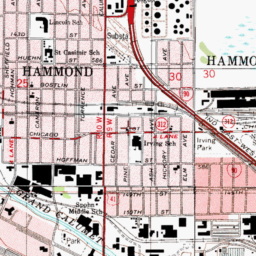 Topographic Map of Pine Street Presbyterian Church, IN