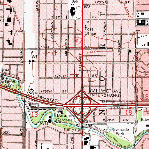 Topographic Map of Riverside Community Reformed Church, IN