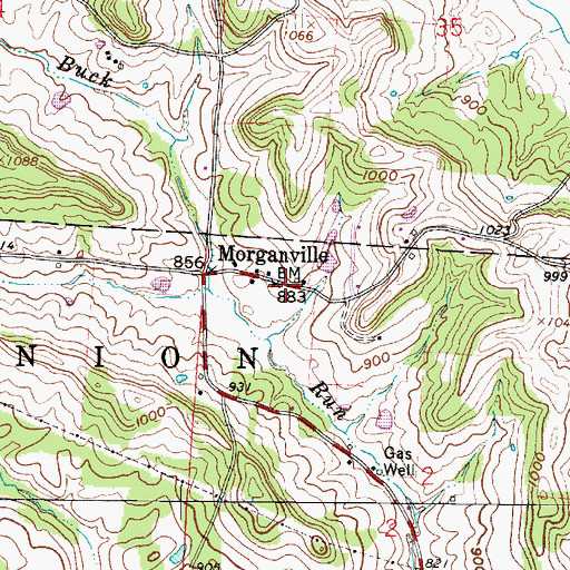 Topographic Map of Morgansville Post Office (historical), OH