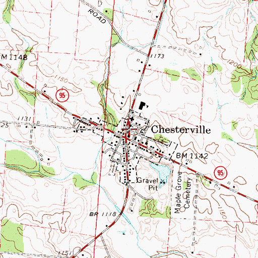 Topographic Map of Chesterville Post Office, OH