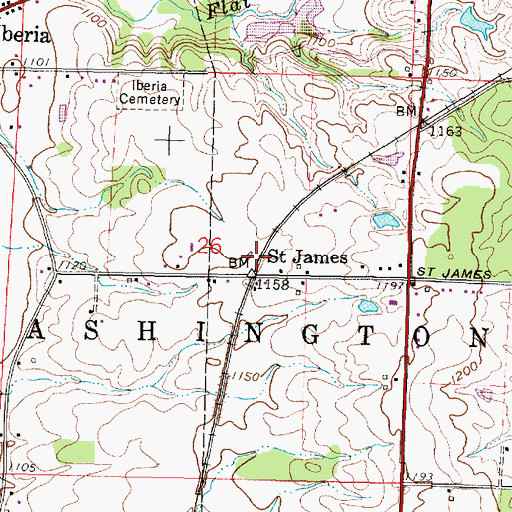 Topographic Map of Saint James Post Office (historical), OH