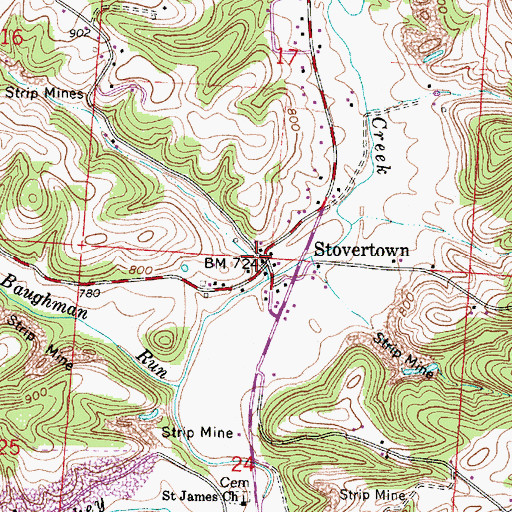 Topographic Map of Stovertown Post Office (historical), OH