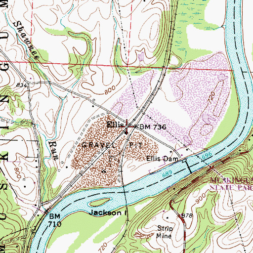 Topographic Map of Ellis Post Office (historical), OH