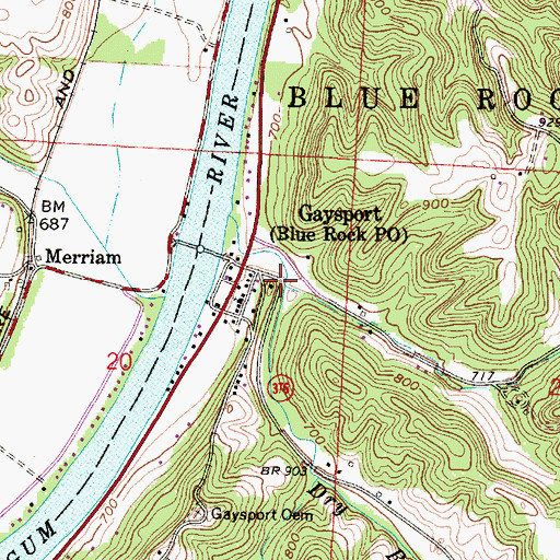 Topographic Map of Gaysport Post Office (historical), OH