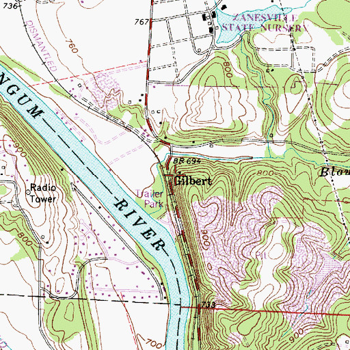 Topographic Map of Gilbert Post Office (historical), OH