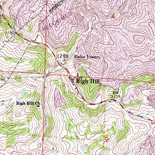 Topographic Map of High Hill Post Office (historical), OH