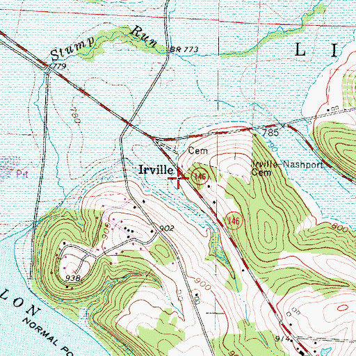 Topographic Map of Irville Post Office (historical), OH