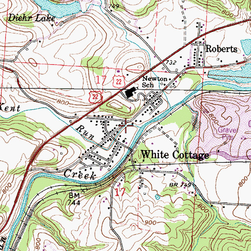 Topographic Map of White Cottage Post Office, OH