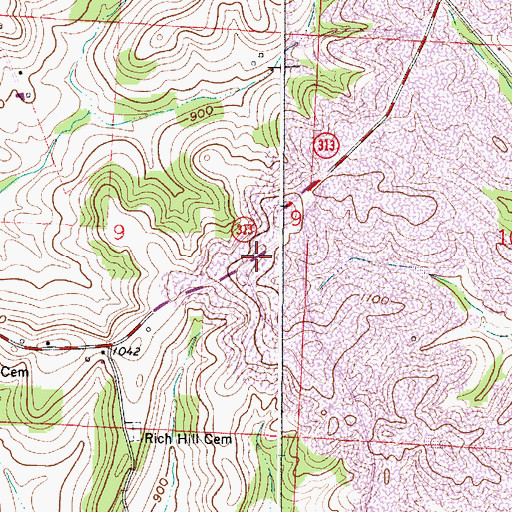 Topographic Map of Rich Hill Post Office (historical), OH