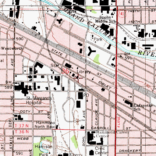 Topographic Map of All Saints Roman Catholic Church, IN