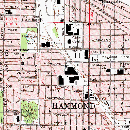 Topographic Map of Church of Christ (historical), IN