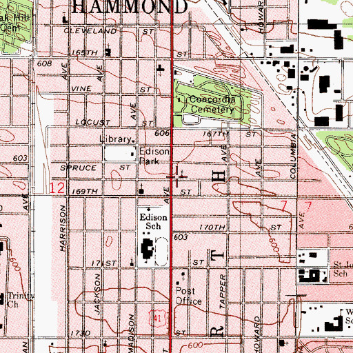 Topographic Map of First Pilgrims Holiness Church, IN