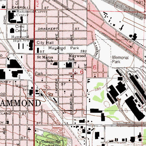 Topographic Map of Saint John's African Methodist Episcopal Zion Church, IN