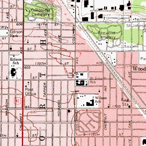 Topographic Map of Saint Josaphat Ukrainian Catholic Church, IN