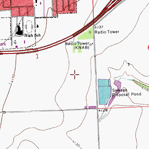 Topographic Map of KNAB-AM (Burlington), CO