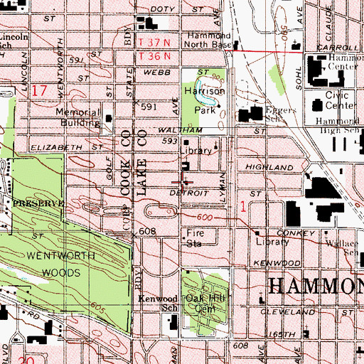 Topographic Map of Saint Paul's Episcopal Church (historical), IN