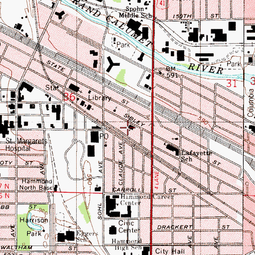 Topographic Map of Hammond Baptist Grade School, IN