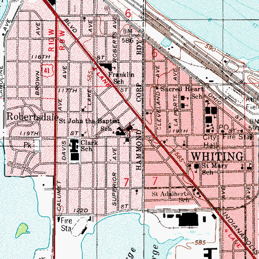Topographic Map of Saint John the Baptist Catholic Church, IN