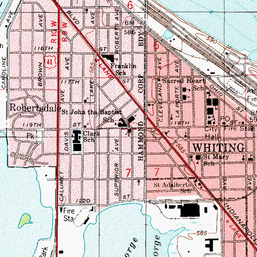 Topographic Map of Whiting Church of the Nazarene, IN