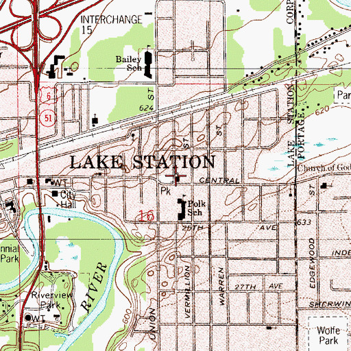 Topographic Map of Faith Assembly of God Church, IN