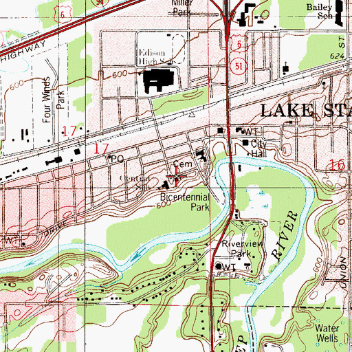 Topographic Map of First Christian Church, IN