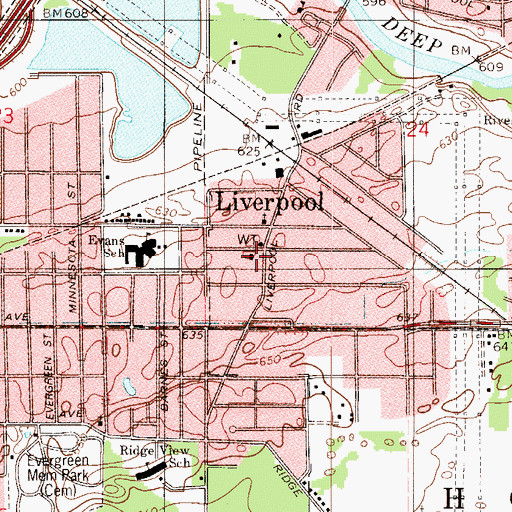 Topographic Map of Liverpool Baptist Church, IN