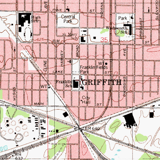 Topographic Map of Bible Baptist Church, IN