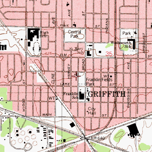 Topographic Map of Church of Christ, IN