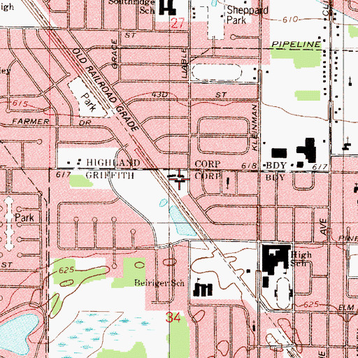 Topographic Map of Free Methodist Church, IN