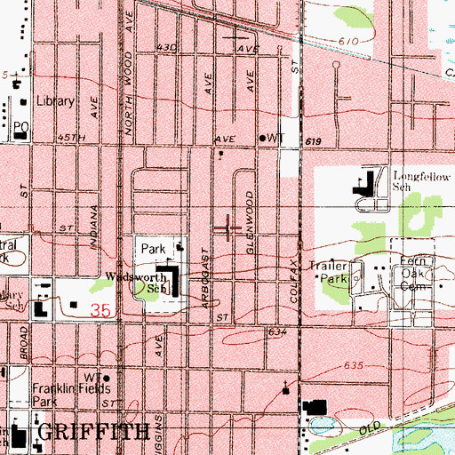 Topographic Map of Griffith Church of the Nazarene, IN